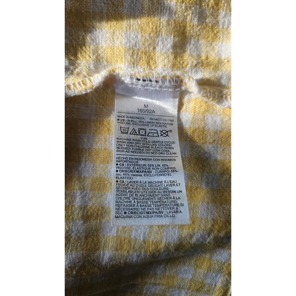 NWT Old Navy Dress M Yellow Gingham Linen Blend Smocked Mini Pull-on Sleeveless - Picture 7 of 9